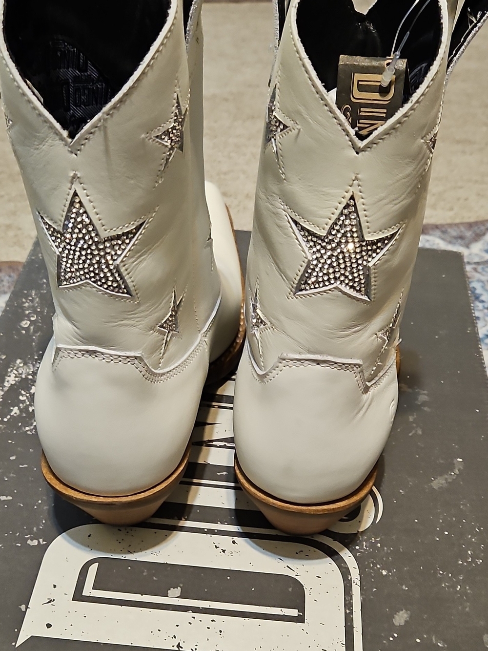dingo Cream Western Star Studded Heeled Boots - Picture 8 of 13